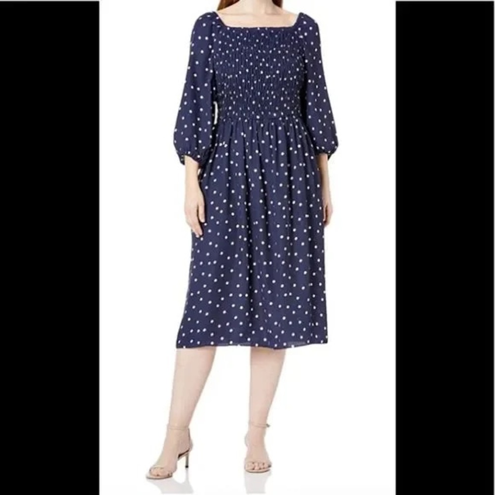 Navy Blue Polka Dot Women's Dress